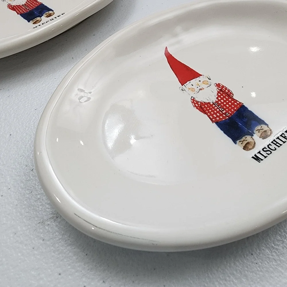 RAE DUNN by MAGENTA CHRISTMAS GNOME MISCHIEF OVAL PLATES